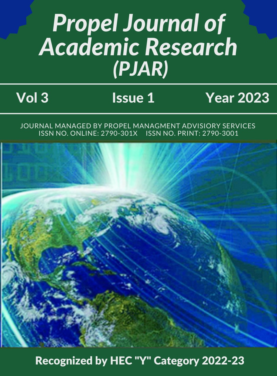 					View Vol. 3 No. 1 (2023): Propel Journal of Academic Research (PJAR)
				